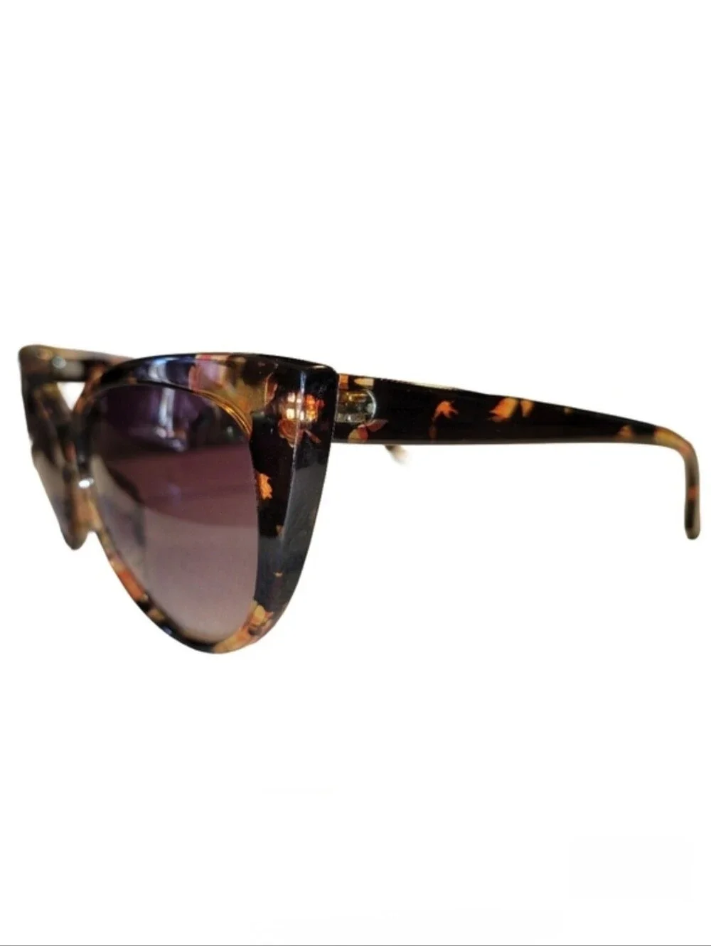 Women's Retro Cat-Eye Tortoise-Shell Sunglasses With Brown Gradient Lenses UV